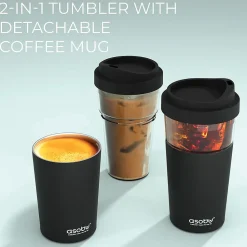 ASOBU Vista Stainless Steel Clear-Insulation Tritan Coffee Mug, 20 oz., Black (SM40)