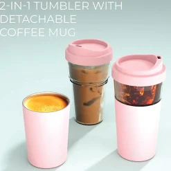 ASOBU Vista Stainless Steel Clear-Insulation Tritan Coffee Mug, 20 oz., Pink (SM40)