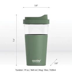 ASOBU Vista Stainless Steel Clear-Insulation Tritan Coffee Mug, 20 oz., Green (SM40)