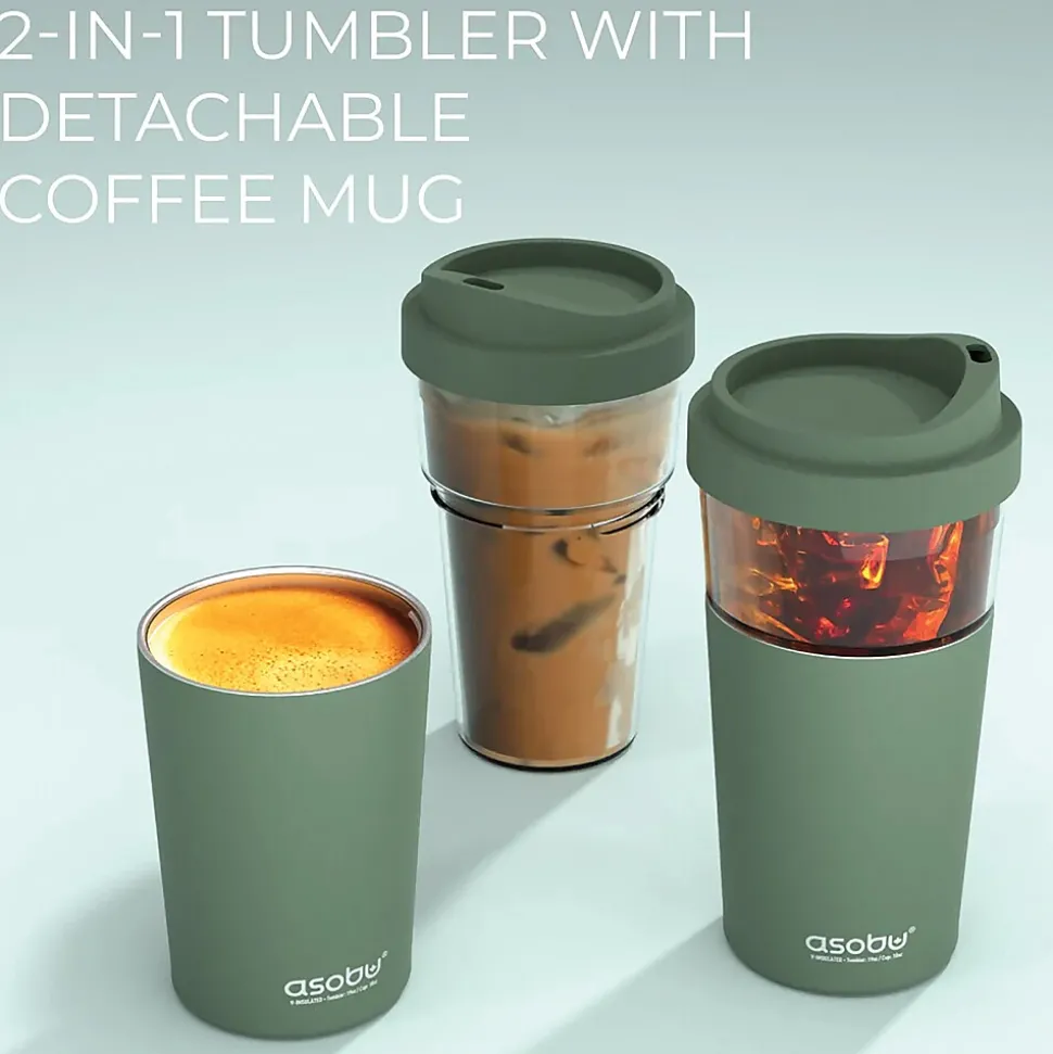 ASOBU Vista Stainless Steel Clear-Insulation Tritan Coffee Mug, 20 oz., Green (SM40)