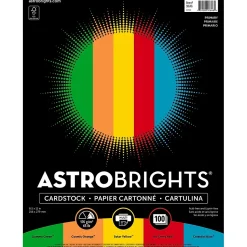 Astrobrights 65 lb. Cardstock Paper, 8.5" x 11", Primary Assortment, 100 Sheets/Ream (91646)