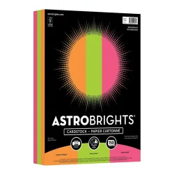 Astrobrights 65 lb. Cardstock Paper, 8.5" x 11", Bold Brights Assortment, 150 Sheets/Pack (91074)