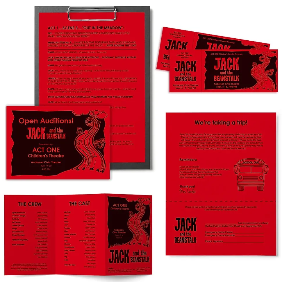 Astrobrights 11" x 17" Color Copy Paper, 24lbs., Red, 500 Sheets/Ream (21553/22553)