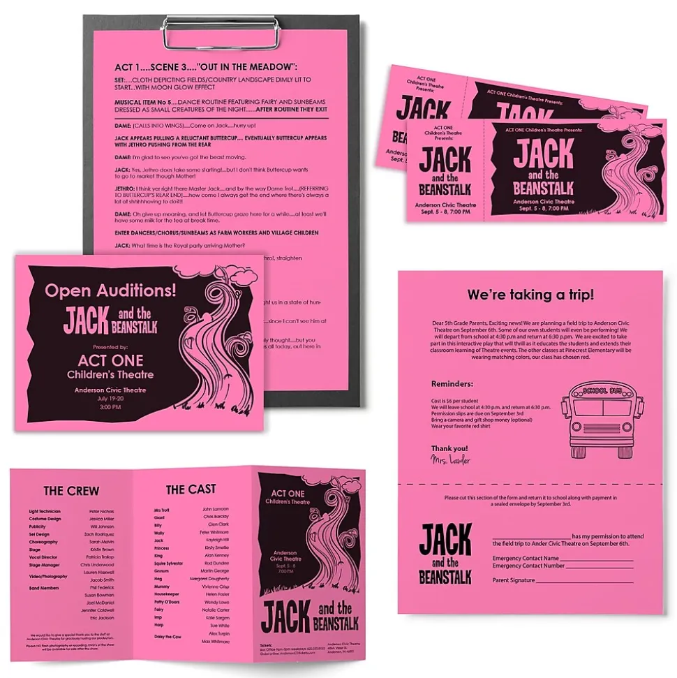 Astrobrights Colored Paper, 24 lbs., 8.5" x 11", Pulsar Pink, 500 Sheets/Ream (21031)