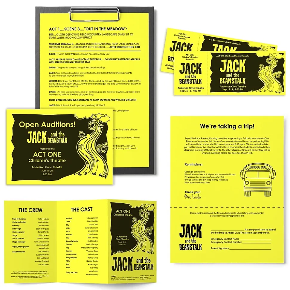 Astrobrights Colored Paper, 24 lbs., 8.5" x 11", Lift-Off Lemon, 500 Sheets/Ream (21011)