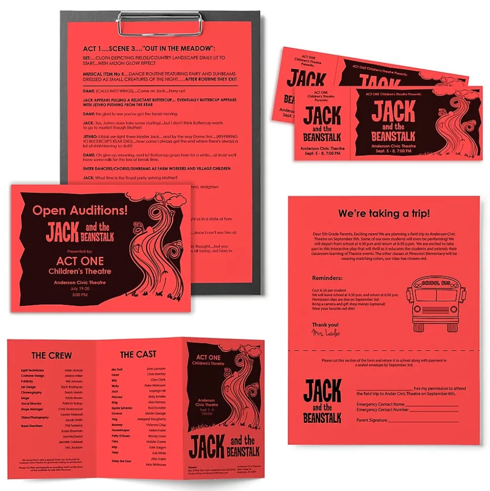 Astrobrights Colored Paper, 24 lbs., 8.5" x 11", Rocket Red, 500 Sheets/Ream (22641)