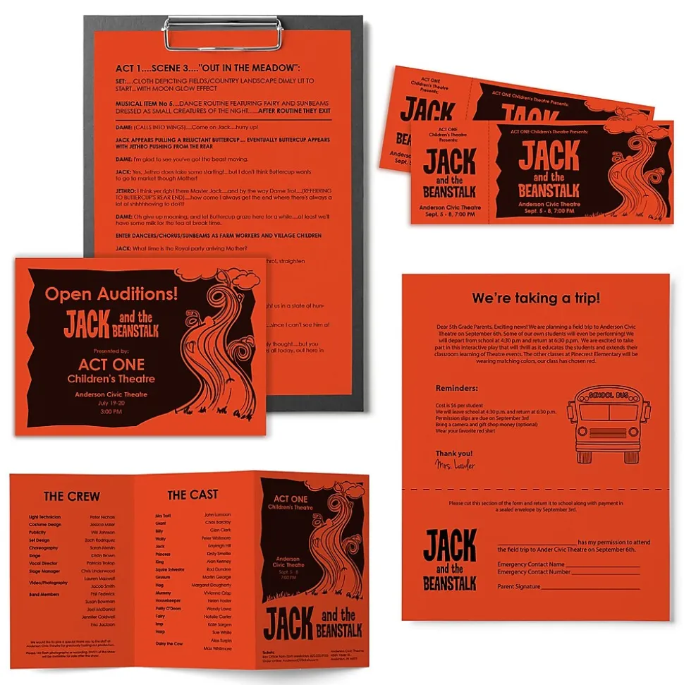 Astrobrights Colored Paper, 24 lbs., 8.5" x 11", Orbit Orange, 500 Sheets/Ream (22561)