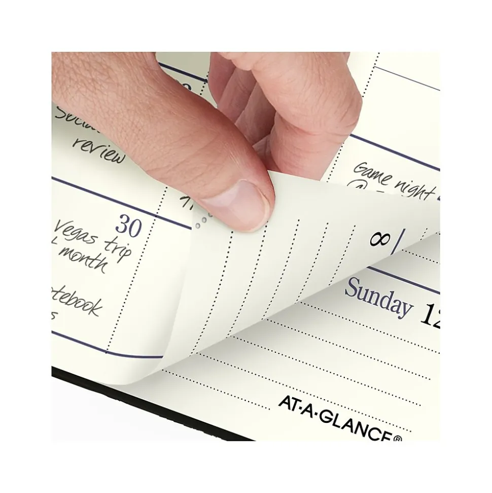 AT-A-GLANCE Fine Pocket Hardcover Diary, 3" x 5", Ruled, Black (70-1111-05-25)