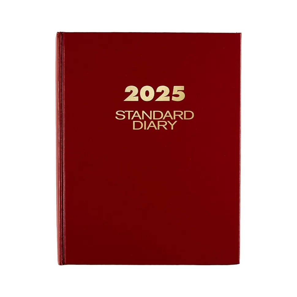 AT-A-GLANCE Standard Hardcover 2025 Daily Diary, 7.5" x 9.5", Ruled, Red (SD374-13-25)