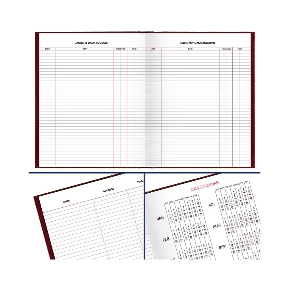 AT-A-GLANCE Standard Hardcover 2025 Daily Diary, 7.5" x 9.5", Ruled, Red (SD374-13-25)