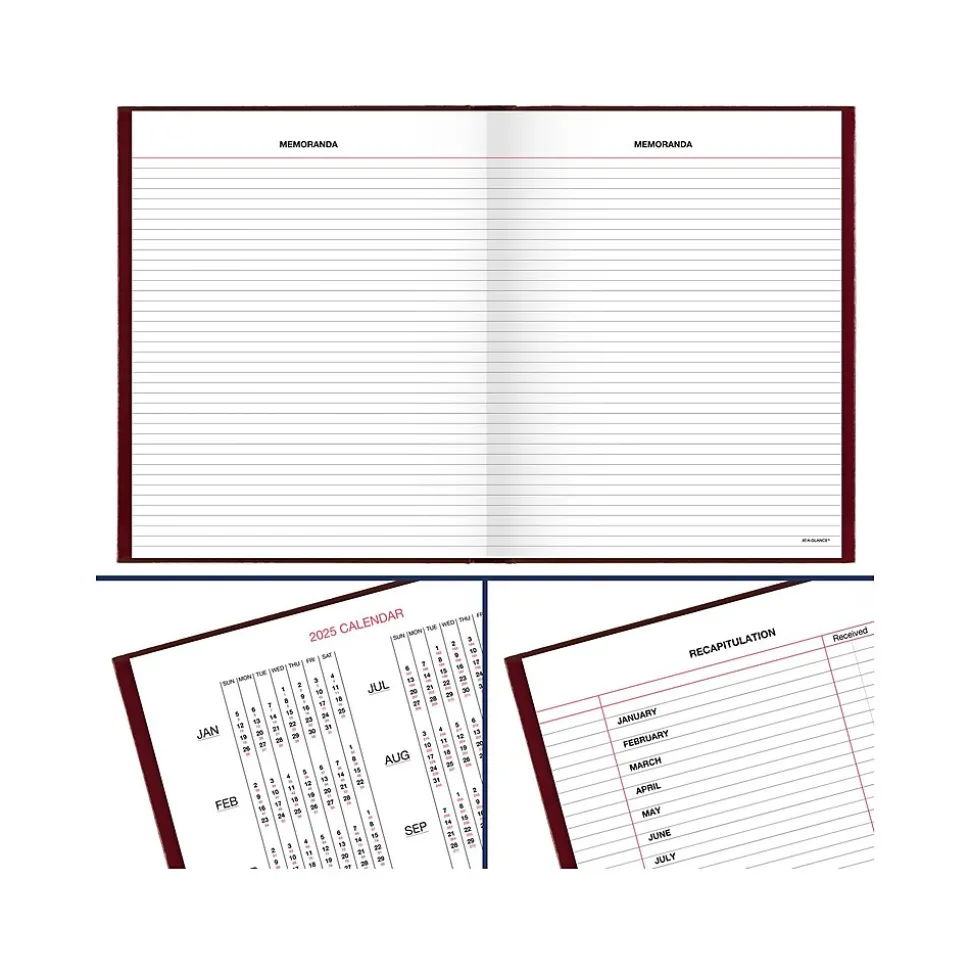 AT-A-GLANCE Standard Hardcover 2025 Daily Diary, 7.5" x 9.5", Ruled, Red (SD374-13-25)