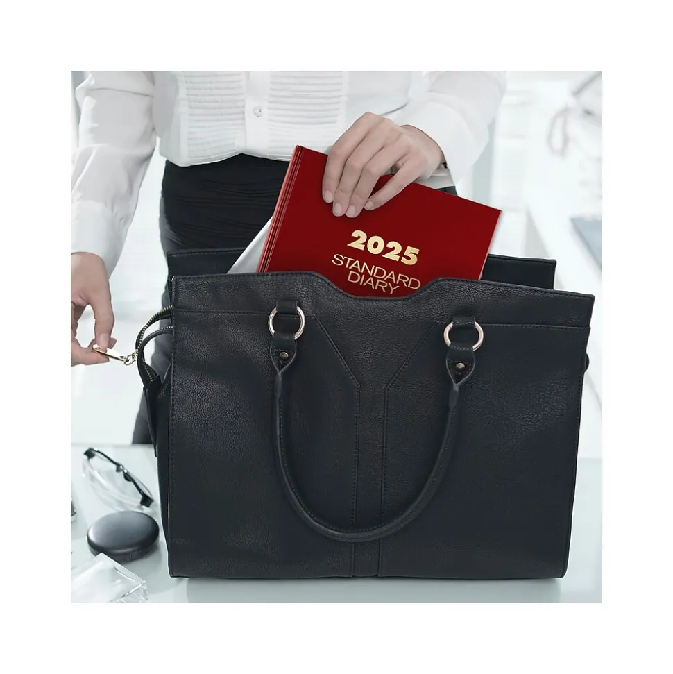 AT-A-GLANCE Standard Hardcover 2025 Daily Diary, 7.5" x 9.5", Ruled, Red (SD374-13-25)