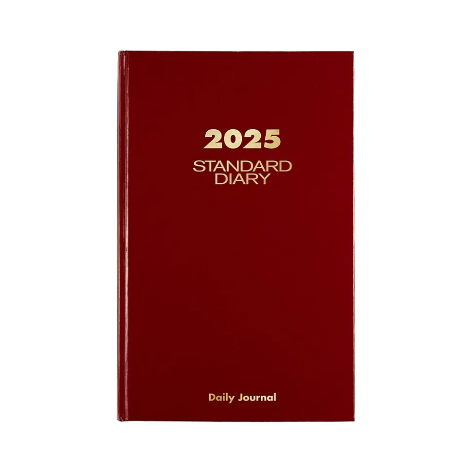 AT-A-GLANCE Standard Hardcover 2025 Daily Diary, 7.75" x 12", Ruled, Red (SD377-13-25)