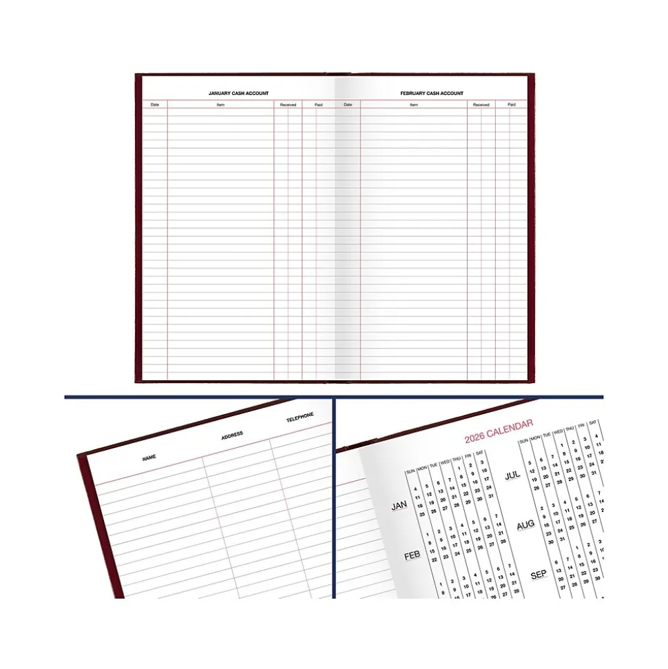 AT-A-GLANCE Standard Hardcover 2025 Daily Diary, 7.75" x 12", Ruled, Red (SD377-13-25)