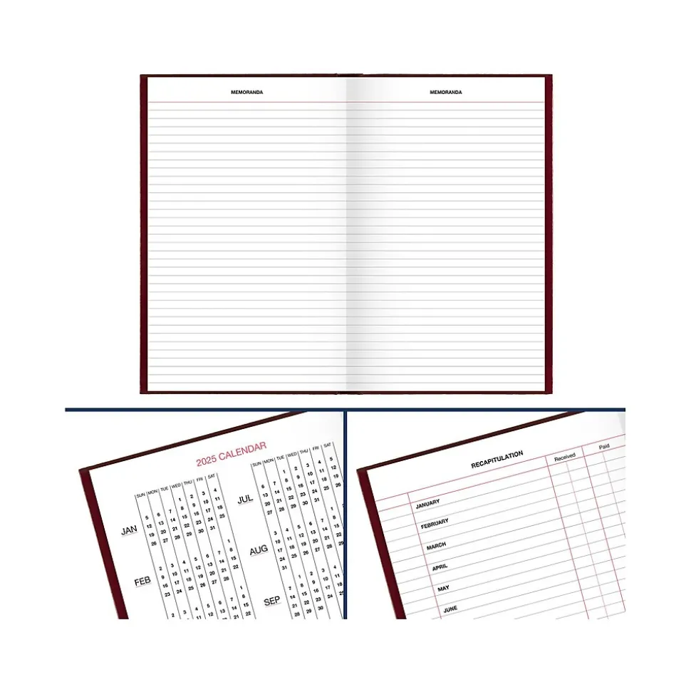 AT-A-GLANCE Standard Hardcover 2025 Daily Diary, 7.75" x 12", Ruled, Red (SD377-13-25)