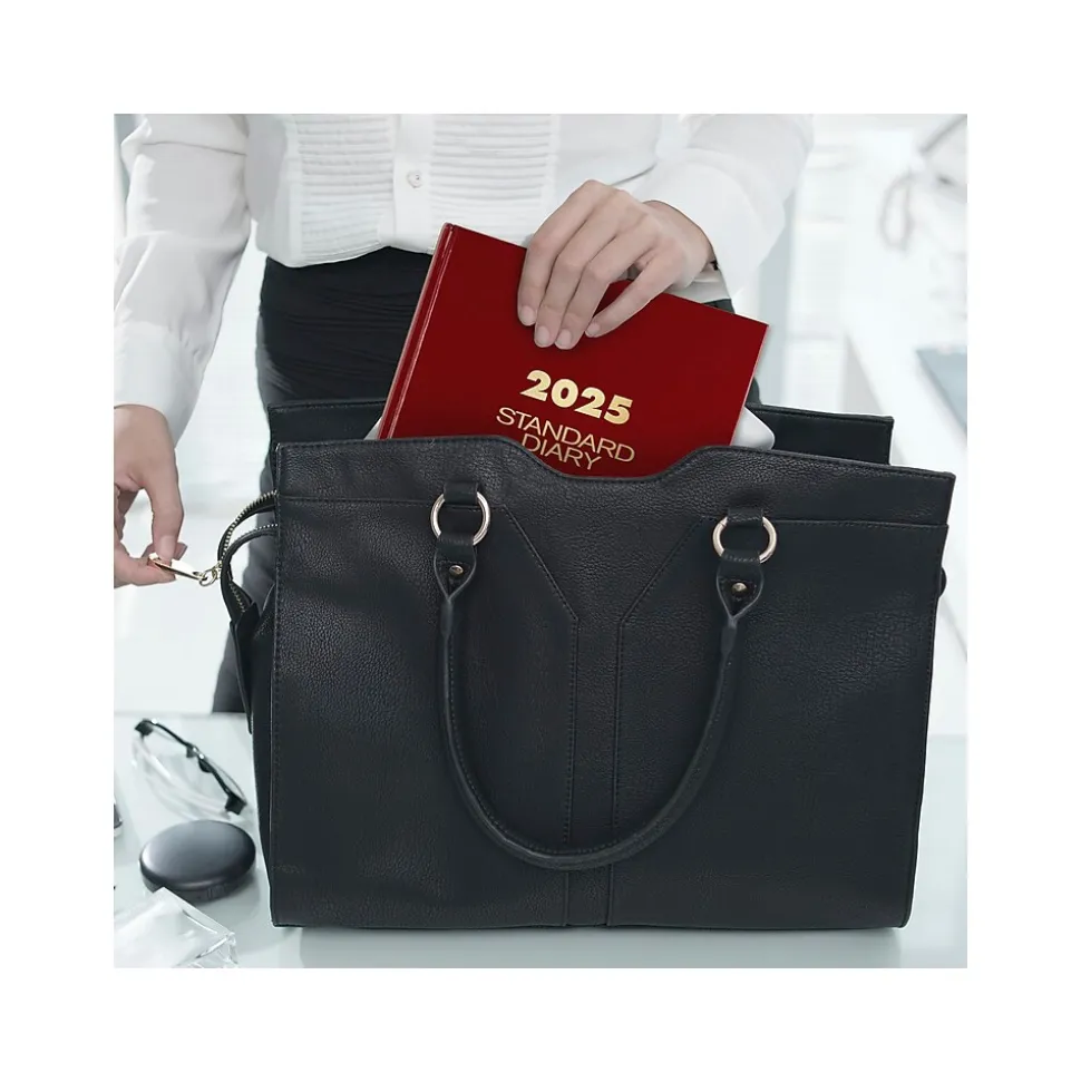 AT-A-GLANCE Standard Hardcover 2025 Daily Diary, 7.75" x 12", Ruled, Red (SD377-13-25)