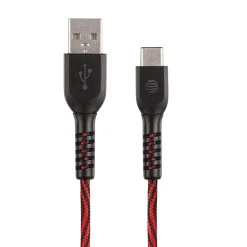 AT&T Charge and Sync USB to Type-C Cable, 4 ft., Red (TCB04-RED)