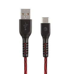 AT&T Charge and Sync USB to Type-C Cable, 10 ft., Red, (TCB10-RED)