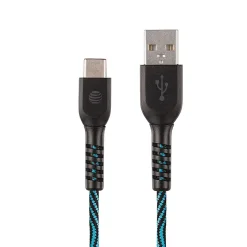 AT&T Charge and Sync USB to Type-C Cable, 10 ft., Blue, (TCB10-BLU)