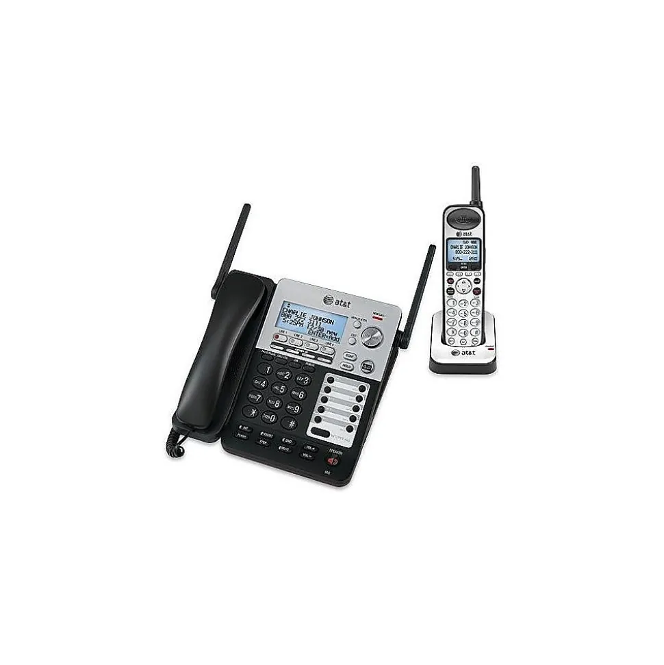 AT&T 4-Line Cordless Phone with 2-Handsets & Digital Answering, Silver/Black (SB67138)