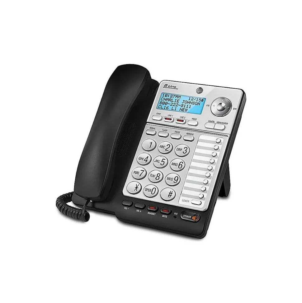 AT&T ML17928 2-Line Corded Phone, Black/Silver