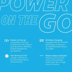 AT&T Portable Wireless Suction Power Bank, 5,000 mAh, Black (QPB5-BLK)