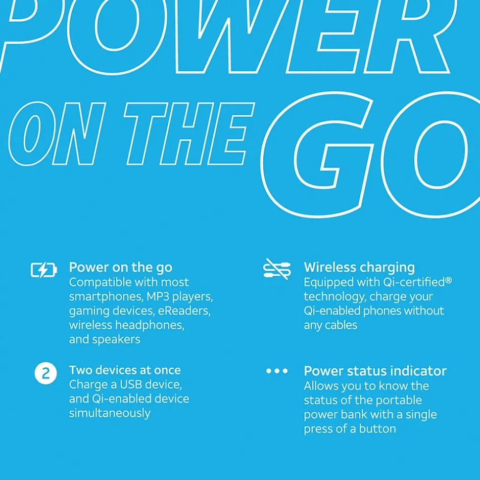 AT&T Portable Wireless Suction Power Bank, 5,000 mAh, Black (QPB5-BLK)