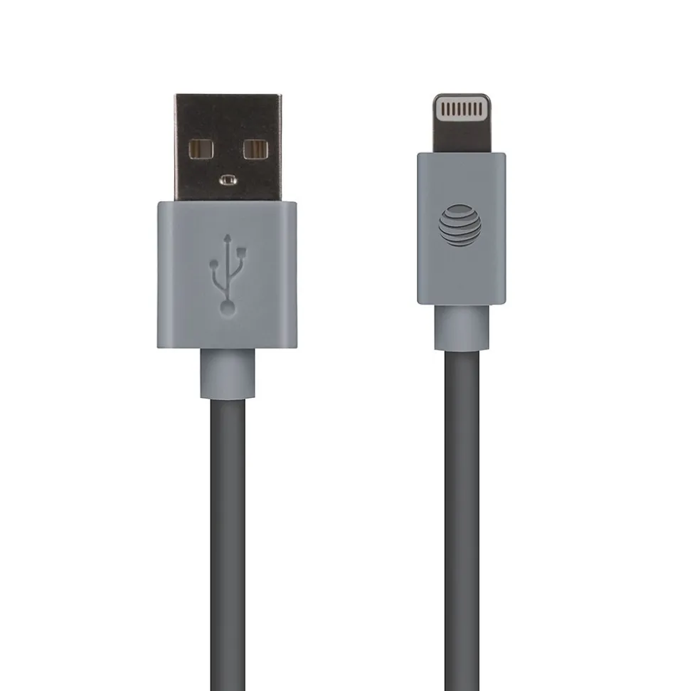 AT&T PVC Charge and Sync Lightning Cable, 4 ft., Gray (PVLC1-GRY)