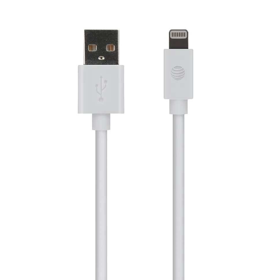 AT&T PVC Charge and Sync Lightning Cable, 10 ft., White, (PVLC10-WHT)