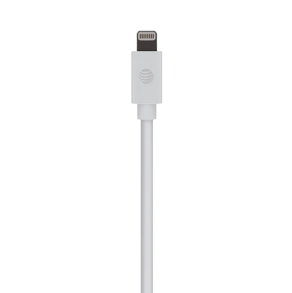 AT&T PVC Charge and Sync Lightning Cable, 10 ft., White, (PVLC10-WHT)