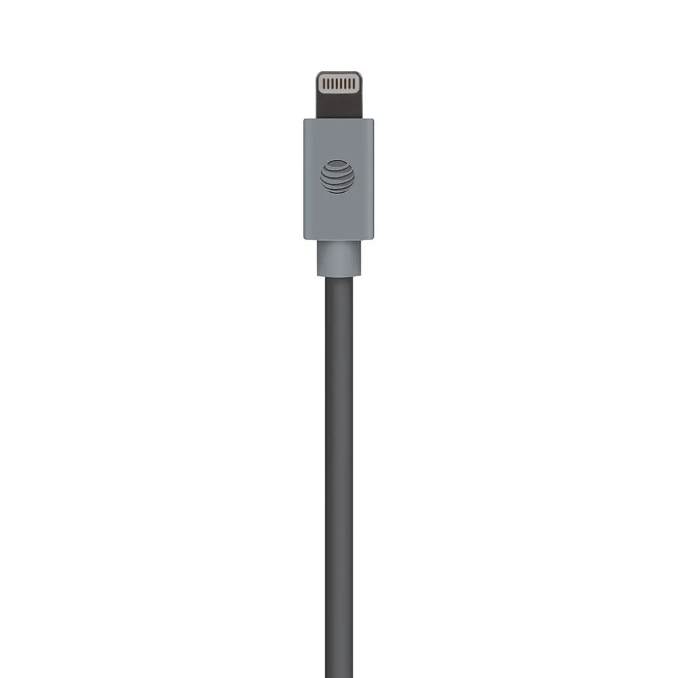 AT&T PVC Charge and Sync Lightning Cable, 10 ft., Gray, (PVLC10-GRY)