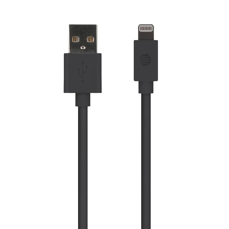 AT&T PVC Charge and Sync Lightning Cable, 10 ft., Black, (PVLC10-BLK)