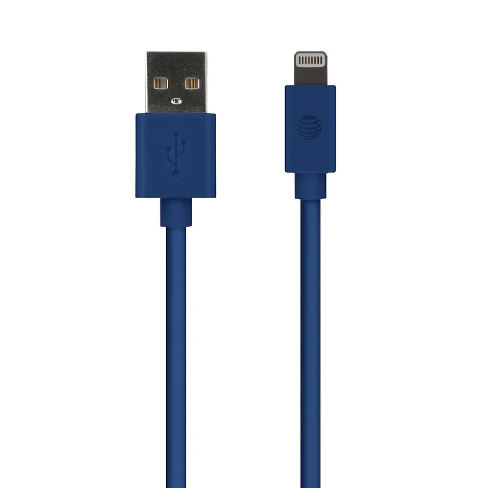 AT&T PVC Charge and Sync Lightning Cable, 10 ft., Blue, (PVLC10-BLU)