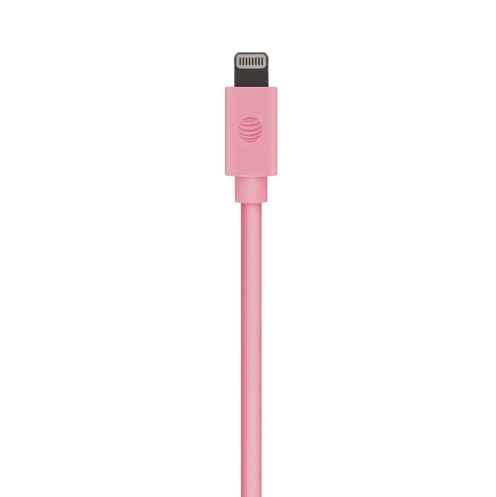 AT&T PVC Charge and Sync Lightning Cable, 10 ft., Pink, (PVLC10-PNK)