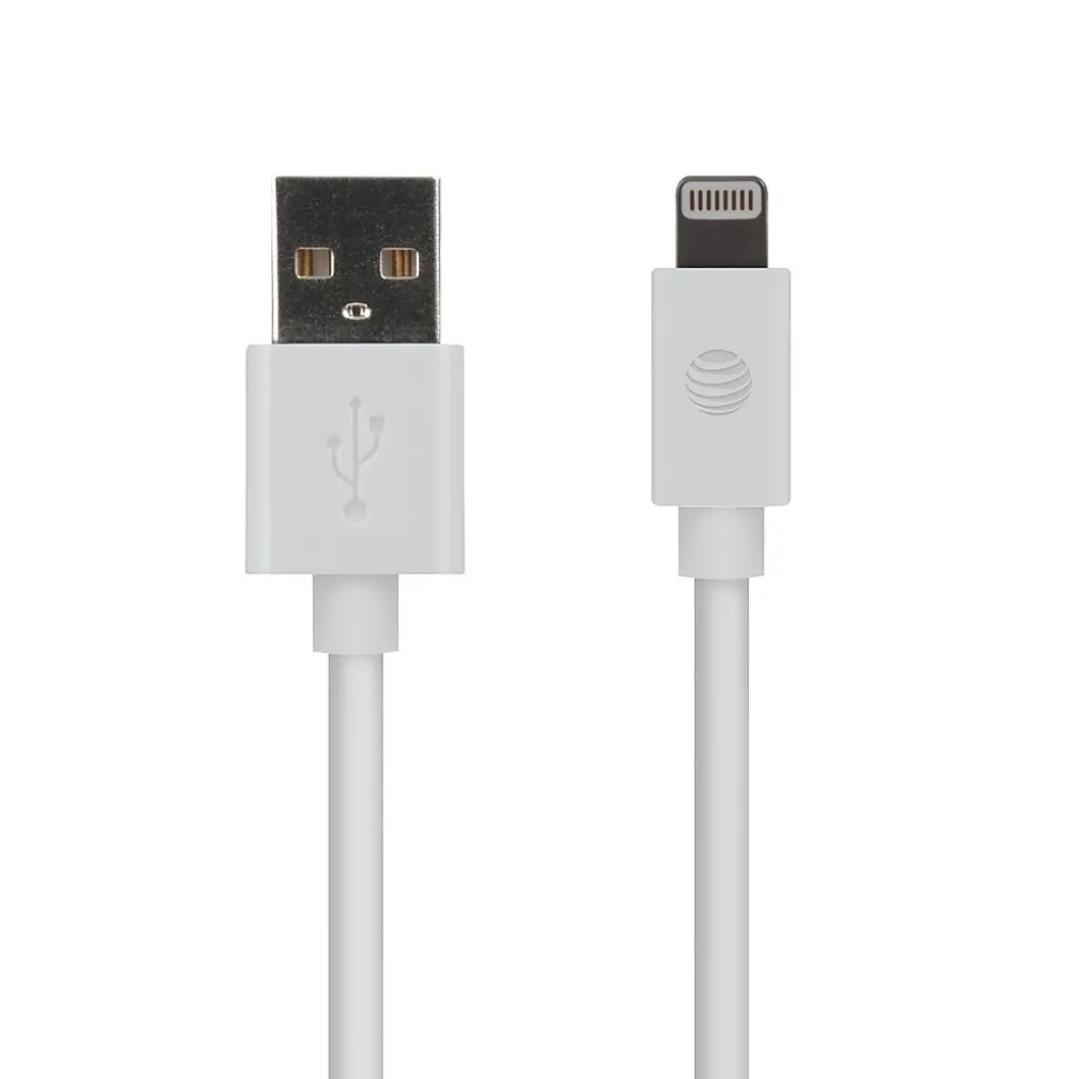 AT&T PVC Charge and Sync Lightning Cable, 4 ft., White (PVLC1-WHT)