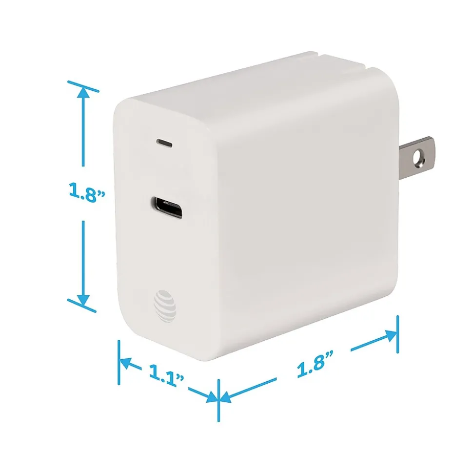 AT&T Type-C Power Adapter, 18-Watt, White, (PDC18)
