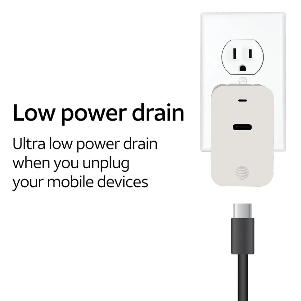 AT&T Type-C Power Adapter, 18-Watt, White, (PDC18)