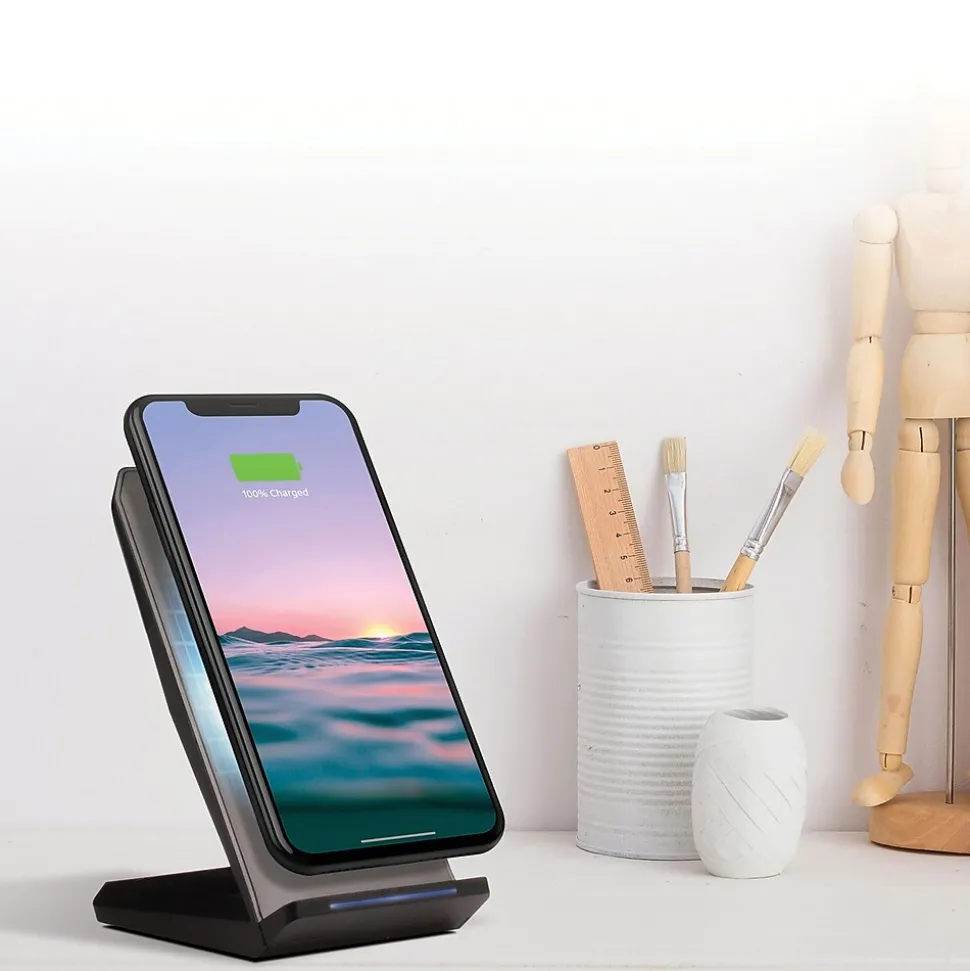 AT&T Wireless Charging Stand with Quick Charge 3.0 Rapid Charger, Black (CETWCS10)