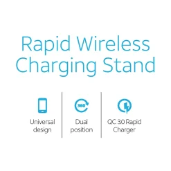 AT&T Wireless Charging Stand with Quick Charge 3.0 Rapid Charger, Black (CETWCS10)
