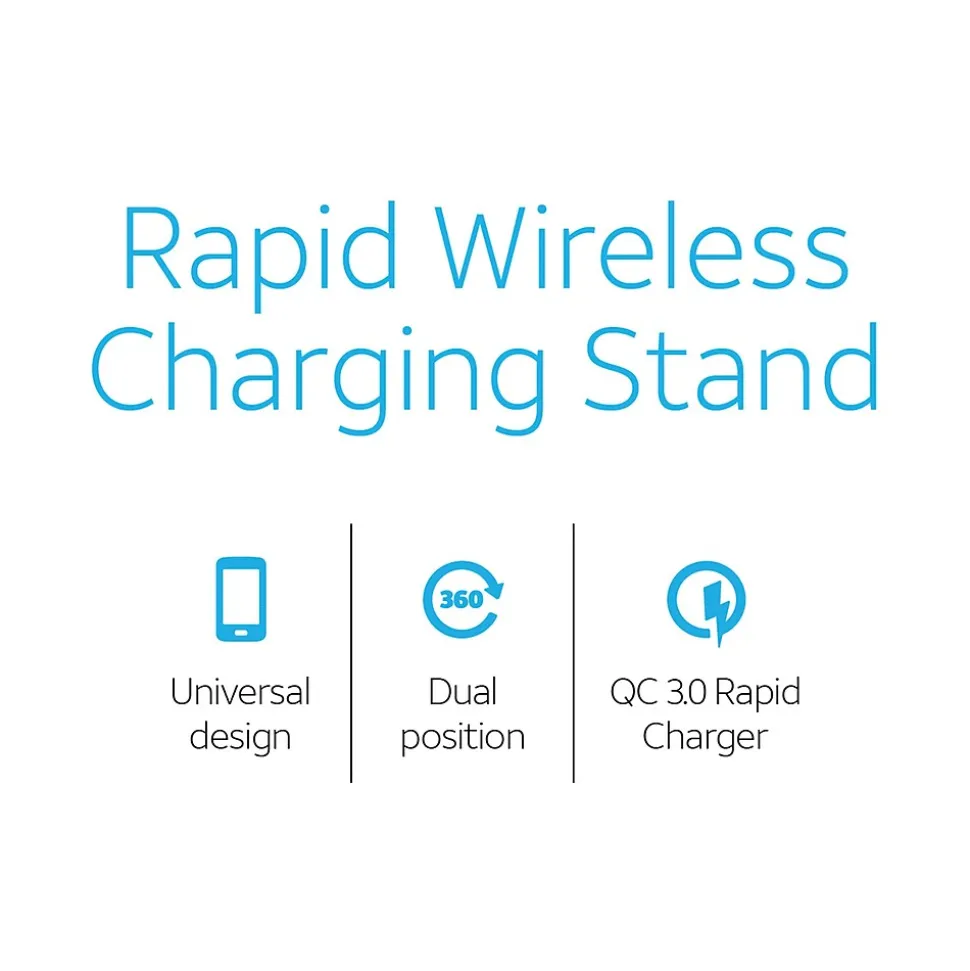 AT&T Wireless Charging Stand with Quick Charge 3.0 Rapid Charger, Black (CETWCS10)
