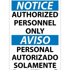 Authorized Personnel Only (Bilingual), 20X14, Rigid Plastic, Notice Sign