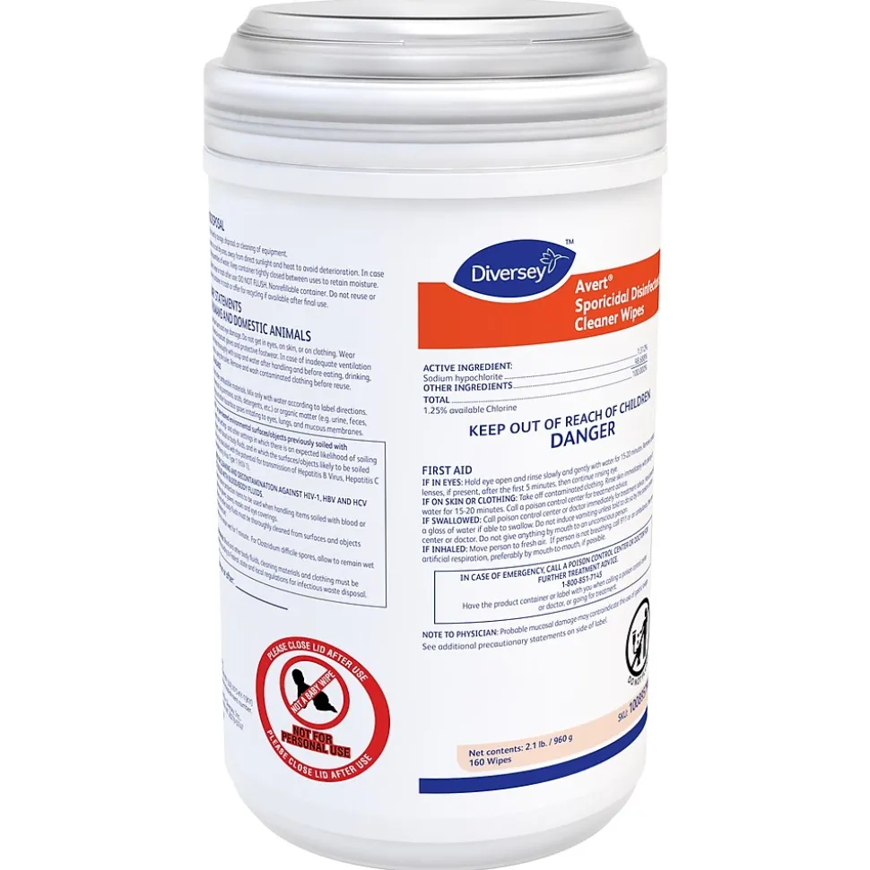Avert Sporicidal Disinfecting Wipes, 160 Wipes/Container, 12/Carton (100895790)