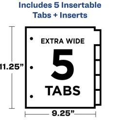 Avery Big Tab Insertable Plastic Dividers with Pocket, 5 Tabs, Multicolor Pastel (07714)