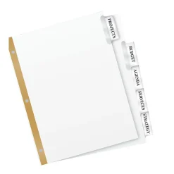 Avery Big Tab Insertable Paper Dividers, Clear 5 Tab, White (11122)