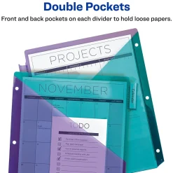 Avery Big Tab Insertable Plastic Dividers with 2 Pockets, 8 Tabs, Two-Tone Multicolor (11983)