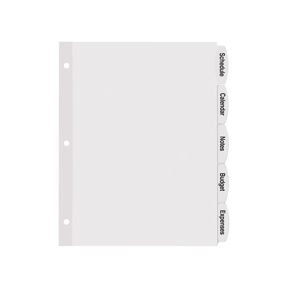 Avery Big Tab Printable Paper Dividers with White Labels, 5 Tabs, 20 Sets/Pack (11434)