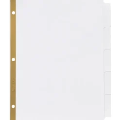 Avery Big Tab Write & Erase Paper Divider, 5 Tabs, White/Gold Reinforced, 1 Set (23075)