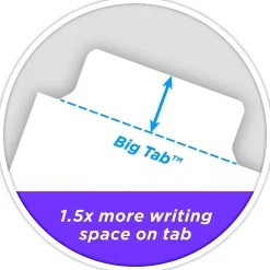Avery Big Tab Write & Erase Paper Dividers, 5 Tabs, White, Gold Reinforced, 48 Sets/Carton (23075)