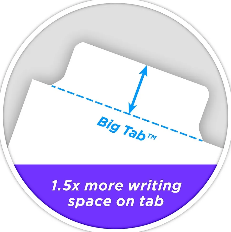 Avery Big Tab Write & Erase Paper Dividers, 5 Tabs, White, Gold Reinforced, 48 Sets/Carton (23075)