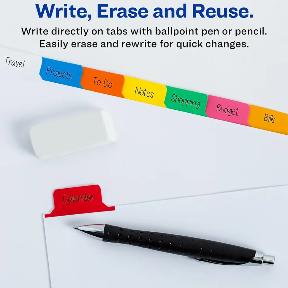 Avery Big Tab Write & Erase Paper Dividers, 5 Tabs, Multicolor, Gold Reinforced (23076)